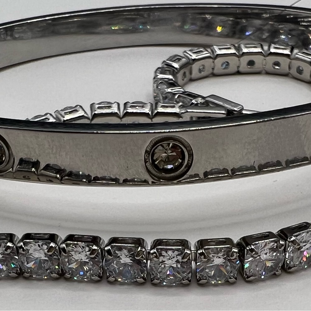 2pcs Gold Stackable Bracelets,18k Gold Plated Ten… - image 5